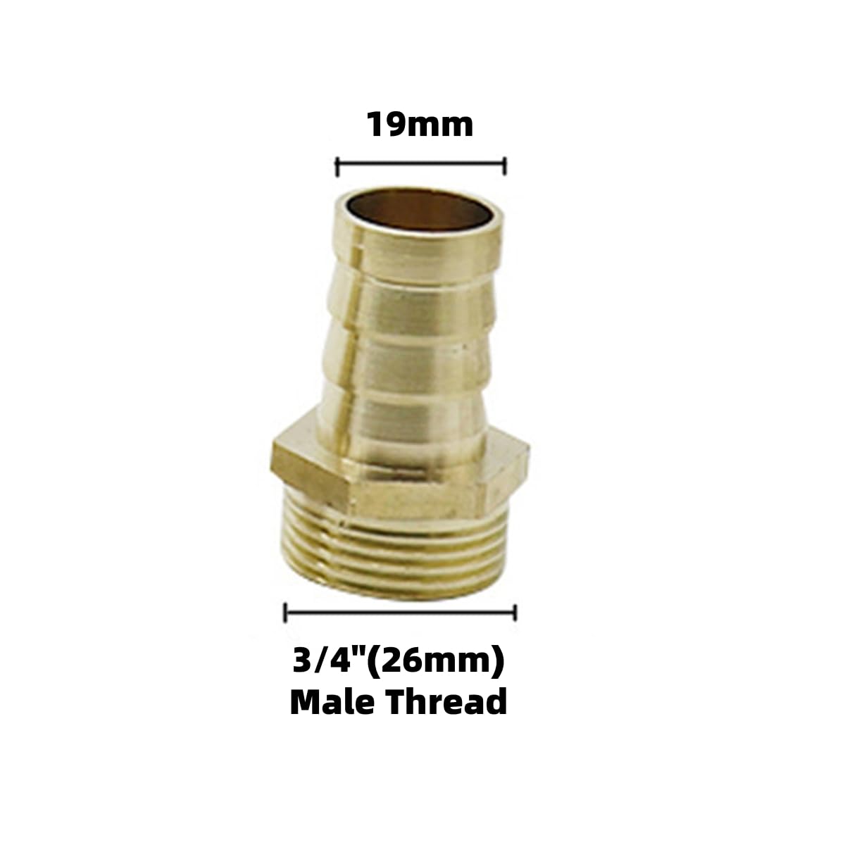 Connecteur de tuyau en laiton, filetage mâle 3/4 ", Joint de tuyau droit for Aquarium, 3 pièces(19mm)