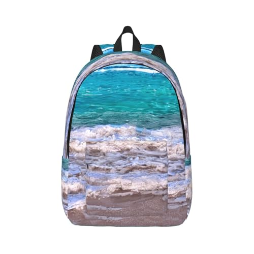 Sac à dos de voyage blanc au motif tropical avec compartiments spacieux et finitions soignées