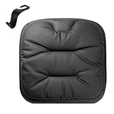 AzulLanse Autositzkissen Premium Nappaleder,Autositz Fahrer,atmungsaktive Autokissen für universelles Sitzkissen für SUV LKW,Bürostuhl,Rollstuh,1 Kindersitz Haken-schwarz