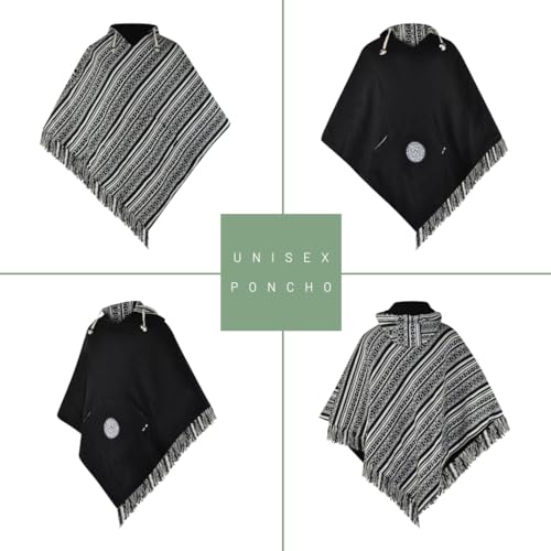 Image of Virblatt - Men's Mexican Poncho | 100% Cotton Baja Hoodie | Reversible Winter Cape | Warm Hooded