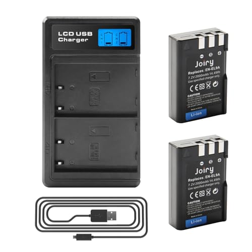 2 X EN-EL9 EN-EL9A Batteria di Ricambio e LCD Doppio caricatore Compatibile con Nikon D40 D40x D60 D3000 D5000 Cameras