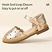 Hehainom Toddler Girls Sandals Flower Girl Gold Pu Closed Toe School Wedding Communion Church Size 7 Summer Shoes
