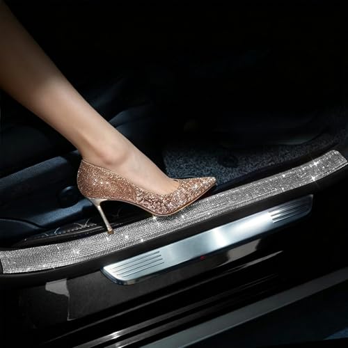 eing Protetor de para-choque traseiro DIY universal de borracha de cristal brilhante resistente a arranhões guarnições de entrada de porta-malas acessórios capa para SUV/carros (pacote com 2, largura 7 cm/2,8 polegadas, comprimento 60 cm/23,6 polegadas), branco