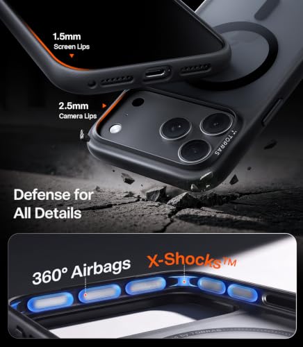 TORRAS Stronger Magnetic for iPhone 18 Pro Max Case Cover, Magnetic Charging Compatible Back Cover, Military Grade Shockproof, Camera Control, DIY Buttons, Slim Grip Protective Case, Matte Black - Image 6