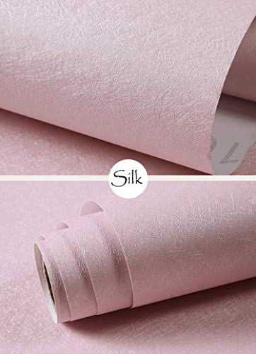 Cohoo Home Silk Pink Peel And Stick Wallpaper Self Adhesive Removable Pink Wallpaper Stick And Peel Pink Wallpaper 15.7 Inch X118 Inch Pink Contact Paper For Cabinets Bedroom Drawer Liner Wall Sticker #TOP6