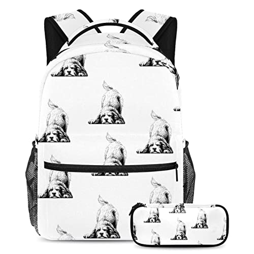 Sac à dos mignon petit chien contre le désordre scolaire, ensemble de cours fonctionnel