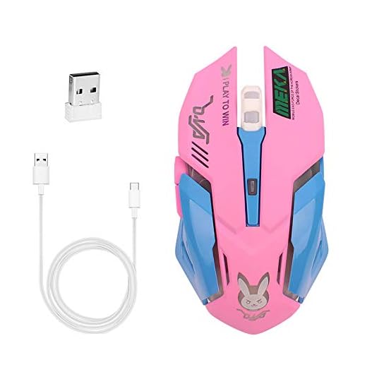 Greshare Gaming Mouse,7 Colors Backlit Optical Game Wireless Mice Ergonomic with 2400 DPI and 6 Buttons 4 Shooting with Nano Receiver for Computer/Win/Mac/Linux/Andriod/iOS,Pink.