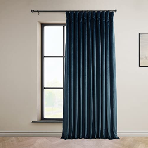 Image of HPD Half Price Drapes Signature Plush Extra Wide Velvet Blackout Curtains for Bedroom (1 Panel),100W X 108L Hotel Black Out Curtains for Living Room, Thermal Insulated Curtains, Varsity Blue