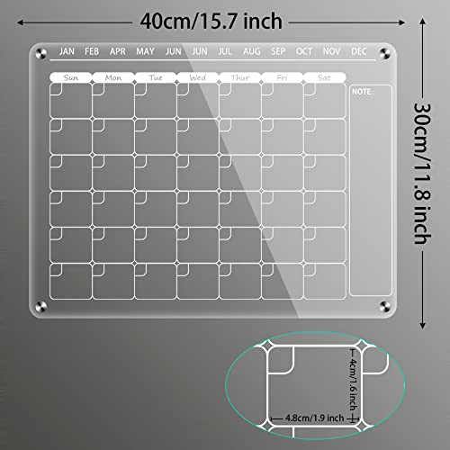 Hautoco Magnetic Calendar For Fridge, Acrylic Dry Erase Board Calendar For Fridge, 16X12" Reusable Magnetic Planning Whiteboard Calendar For Refrigerator Includes 6 Dry Erase Markers With 5 Colors #TOP1
