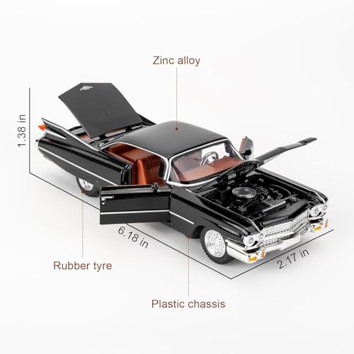 Image of 1:32 Scale Cadillac Eldorado Alloy Pickup Car Toy Metal Pull Back Diecast Car with Openable Door and Sound Light, Gifts Toys for Kids【Black】