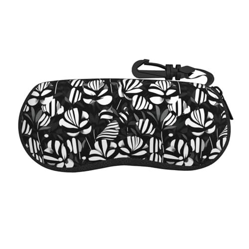 SHuWeiD Funda protectora flexible con diseño de flores a rayas blancas y negras, se adapta a la mayoría de gafas, joyas, bolsa de cosméticos, color negro, talla única, Negro, One Size