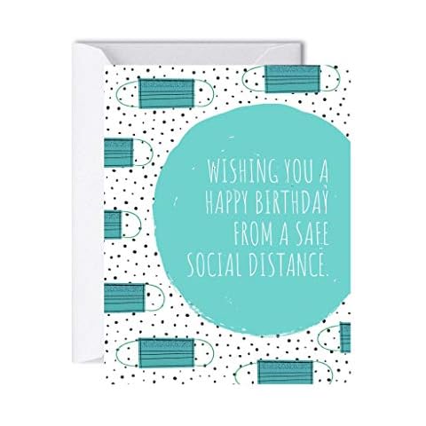 Funny Birthday Cards Quarantine for him / her, Social Distancing Greeting Cards Single or Pack of 5 (Happy Birthday from A Social Distance) Cover