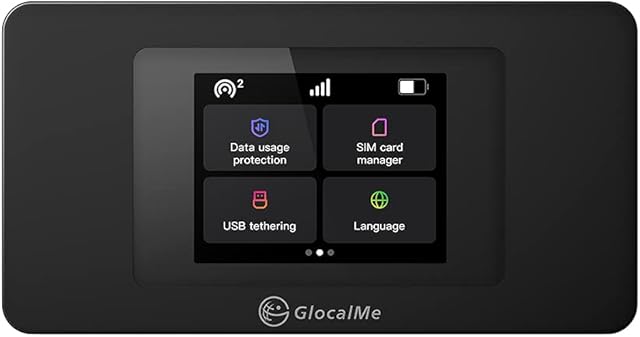 GlocalMe Duoturbo Mobile Wi-Fi Hotspot, 4G LTE Router for Home or Travel in 140+ Countries, No SIM Card Needed, No contract and roaming fees, with EU 8GB & Global 1GB Data, Portable MiFi Device