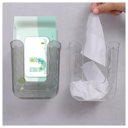 Simple Fashion Tissue Storage Box - No Punching Wall Mounted Wipe Paper Container Case for Bathroom,Transparent Grey