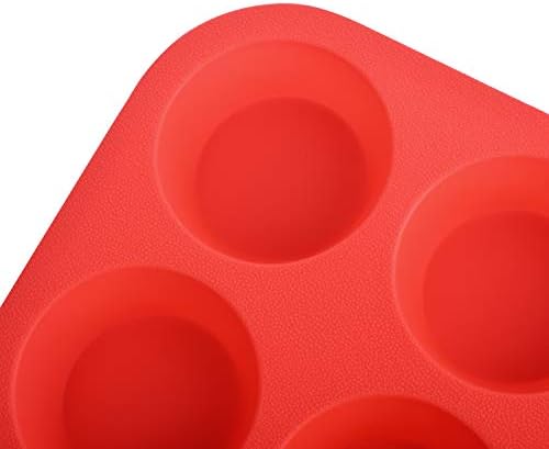 Silicon Muffin Tray 12 Cups - Non Stick Baking Trays for Cupcakes & Brownies - (23x31cm) Red Baking Moulds for Muffin