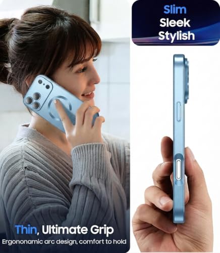 Image of DIZORO Magnetic Case for (iPhone 17 Pro) Case [Compatible with MagSafe][Built-in Camera Lens Protector] Slim Soft Silicone Bumper Shockproof Metallic Luster Back Cover Phone Case (Royal Deep)