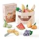 ROBUD Holz Kinderküche Zubehör Spielzeug-Lebensmittel, Obst Schneiden Lebensmittel für Rollenspiele Spielküchen mit Aufbewahrungstasche, Kinder Geschenke ab 3 Jahren – Obstset