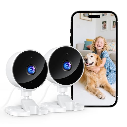 YOTON Indoor Security Camera for Baby Monitor Home & Pets 2.4GHz WiFi with Motion Detection Night Vision 2-Way Audio Works with Alexa & Google Home Local Storage or Optional Cloud WS01(2-Pack)