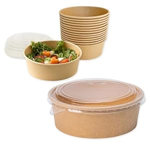 ECOPICNIC 50 Stück Kompostierbare Salatschale mit Deckel