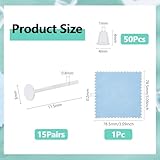 DICOSMETIC 15 Pairs 925 Sterling Silver Earrings Posts Flat Pad Earring Studs with 50Pcs Ear Nuts and 1Pc Polishing Cloth for Jewelry Making - Image 2