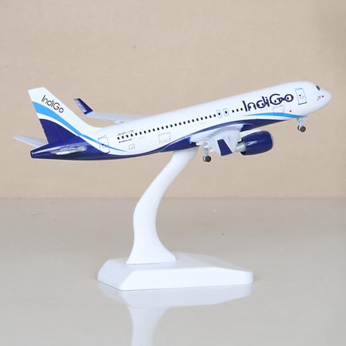 Image of ARTVARKO Big Size Indigo Airways Airlines Landing Gear Wheels Aeroplane Scale Model Die Cast Metal Aircraft Only for Display 20 Cm