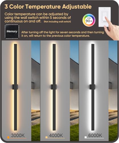 Image of Aipsun 71 inch LED Outdoor Wall Light, Modern Black Exterior Lighting Fixture