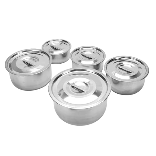 Dioche Utensilios de Cocina de Inducción Juego de Ollas para Sopa de Acero Inoxidable - Juego de Ollas Multifuncionales para el Hogar - Diseño Minimalista Elegante - de 5 Piezas para Sopas, Guisos y