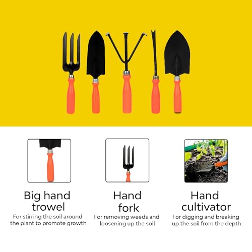 Image of Ocean Mart Gardening Tools Kit - 9 Pcs (Cultivator, Fork, Trowels, Weeder, Garden Scissor, Khurphi Set, Pruner Cutter) | Gardening Tools Set for Home | Indoor and Outdoor Gardening