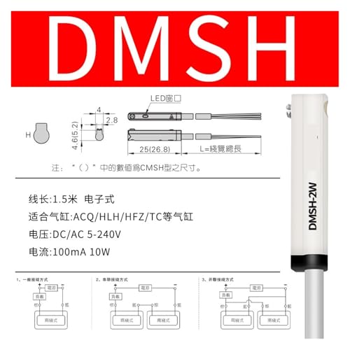 Sensor magnético D-A93 para cilindro y actuador neumático con cable de dos hilos 2m 2