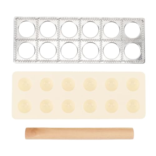 Ravioli Maker Press, Ravioli Dumpling Maker Mold Set, Dumpling Making Tool, With Rolling Pin, 12 Holes Ravioli Stamp Pasta, for Family Restaurant Ravioli Dumpling