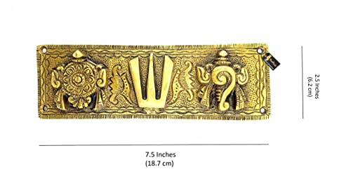 Two Moustaches Brass Shankh Chakra Namah Wall Hanging, Yellow #TOP4