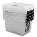 Kekow 6 L Clear Storage Box, Plastic Storage Latch Box with Black Handle, 4-Pack