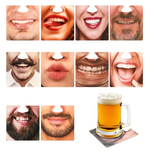 YUVKIN 10 unidades Face Mats | Posavasos originales para la nariz | con 10 divertidos diseños | Cartón resistente