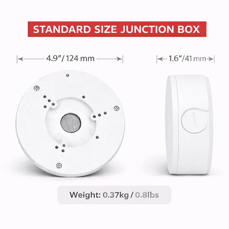 4 Pack PFA130-E Security Camera Junction Box (ABS) for Indoor & Outdoor Surveillance Camera - Security Camera Mount Bracket Waterproof Universal Camera Mount for Dome, Turret & Bullet Cameras (White)