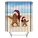 Produktbild Gracefine Duschvorhang, 3D-Polyester-Stoff, wasserfest, antibakteriell, mit Haken, 180 x 180 cm Weihnachtsmütze