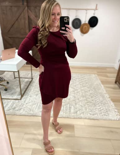 Kate Kasin Women's Wear To Work Dresses Retro Bodycon Peplum Business Pencil Dress Wine Red L #TOP3