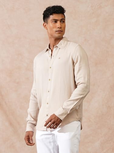 Image of WROGN Men's Linen Blend Shirt | Solid Styles | Slim Fit