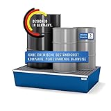  DENIOS® Auffangwanne aus Stahl – Öl Auffangwanne (1236 x 255 x 815 mm) Dichtungsgeprüft für maximale Sicherheit – Besonders kompakte Metall Wanne – Ölbehälter