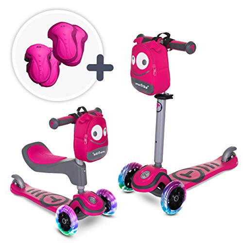 smarTrike T1 3-in-1 Toddler Scooter for Boys & Girls, Safety Gear Included,