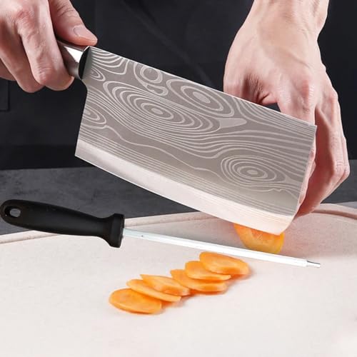 Image of Machado Forging Serbian Chef Knife Set - 12 inch Full Tang High Carbon Clad Steel Butcher Cleaver with Knife Sharpener - Perfect for Vegetables, Fish, Meat - Ideal for Kitchen, Hotel, Restaurant