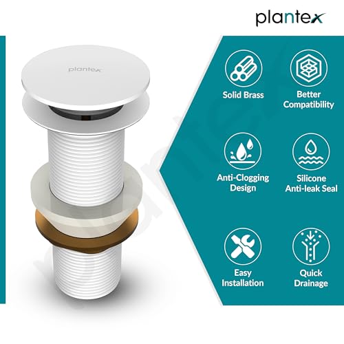 Image of Plantex Pure Brass Waste Coupling for Wash Basin / 5 inch Drain Out let System Full Thread Pop up Waste Coupling (Matt White - Pack of 1)