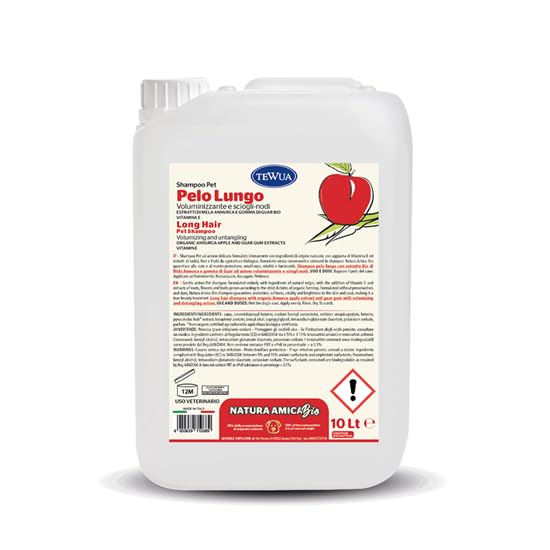 Shampoo per cani pelo lungo,effetto volumizzante scioglinodi estratto Bio di Mela Annurca e gomma di Guar 10lt