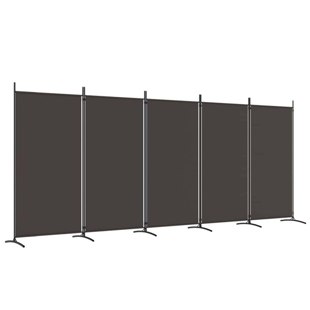 Vidaxl 5-panel Room Divider - Brown - 433x180 cm - Fabric