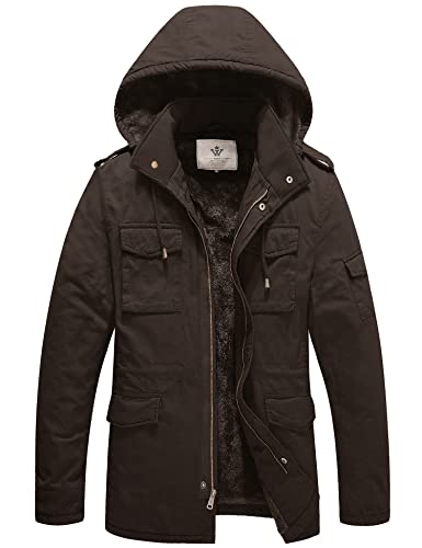 Image of WenVen Men's Winter Thickened Military Parka Jacket Warm Coat