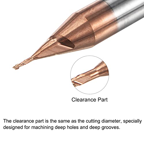 Image of uxcell Square Nose End Mill, 0.5mm Solid Carbide AlTiSin Coated Long Reach CNC Router Bits 2 Flutes Milling Cutter with Extended Neck, 2mm Cutting Length 4mm Shank