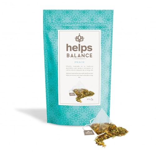 HELPS INFUSIONES - Infusión Relajante Ayurvédica Con Espino Blanco, Hipérico, Manzanilla, Azahar Y Pasiflora. Té Relax. Helps Peace. Bolsa De 15 Pirámides.
