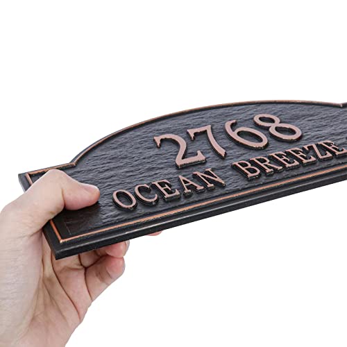 Address Sign Cast Metal Large Options - Wall Mounted House Address Numbers Sign For Outside House,Personalized Address Plaque Plate,House Number Plaque Sign For Street,Garage,Garden,Apartment,Mialbox 12'' X 6.2''(Red Copper) #TOP1