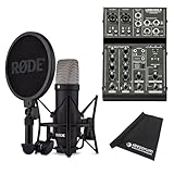 RØDE Rode NT1 Signature Black - Micrófono de estudio + mesa de mezclas ART USBMix4 + paño de microfibra keepdrum