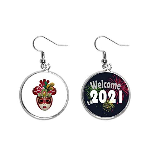Pendientes de bola de Carnaval de Venecia en plata M para lucir en tus cenas y eventos