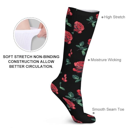 Beast Rose Beauty Novelty Knee High Socks Soft Compression Tube Stockings for Women Men3